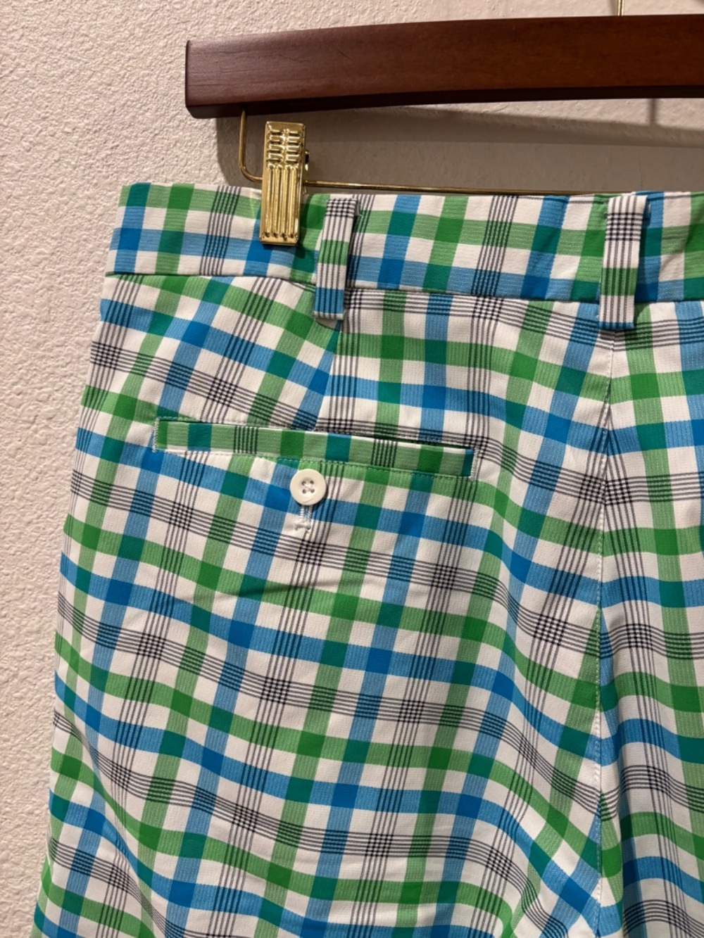 Nike Dri-Fit Chino Golf Performance Shorts Green Blue Plaid Men’s size 34 - Picture 7 of 7